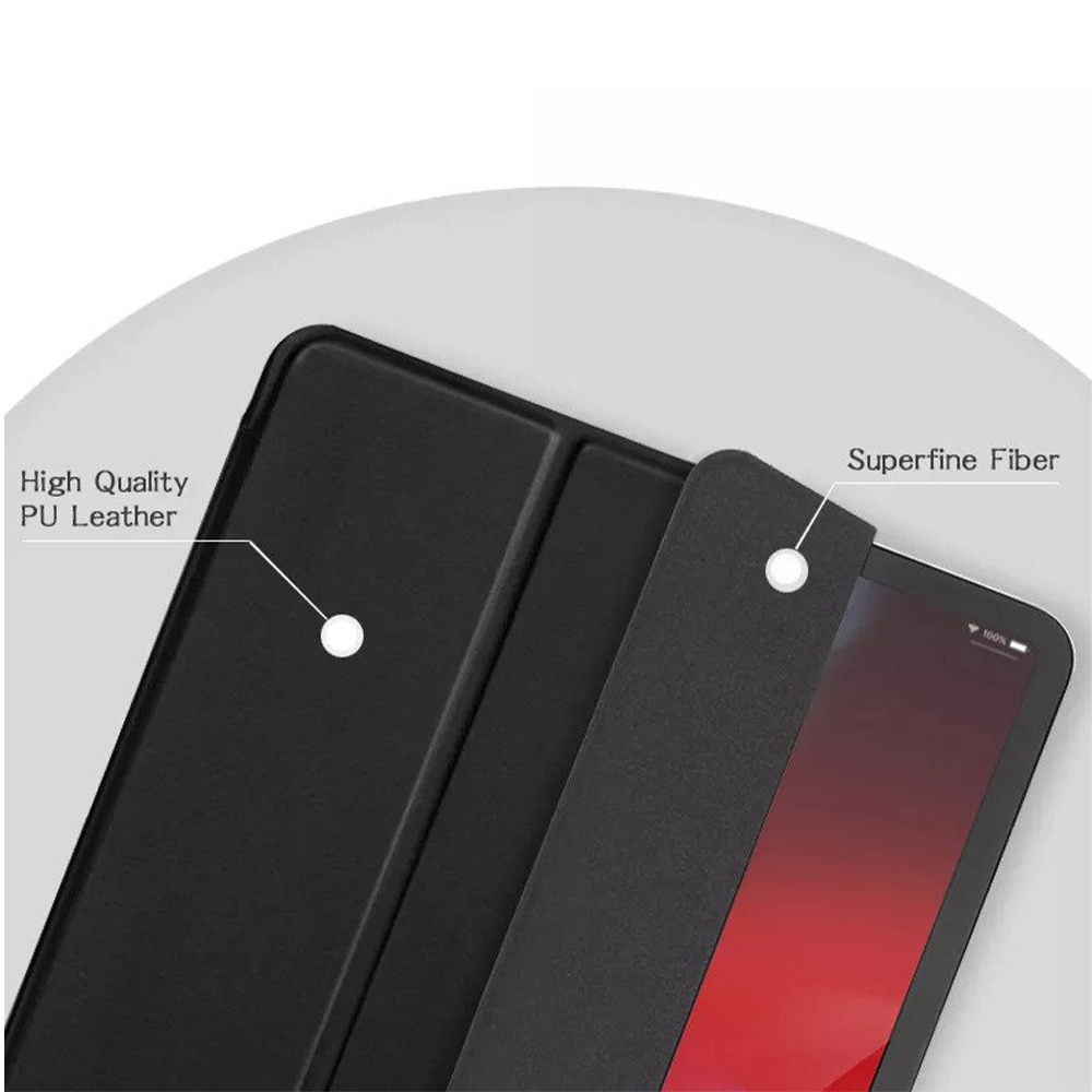 Carcasa Tableta G-Tech Leather Folding Stand, Compatibila cu Samsung Galaxy Tab S9 Plus, 12.4 Inch, Anti Amprenta, Piele Ecologica, Full Protection, Negru