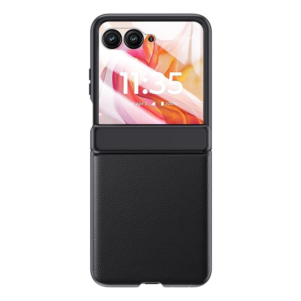 Husa telefon pentru Motorola Razr 50 Ultra, ERBORD, Piele ecologica/Plastic, Negru