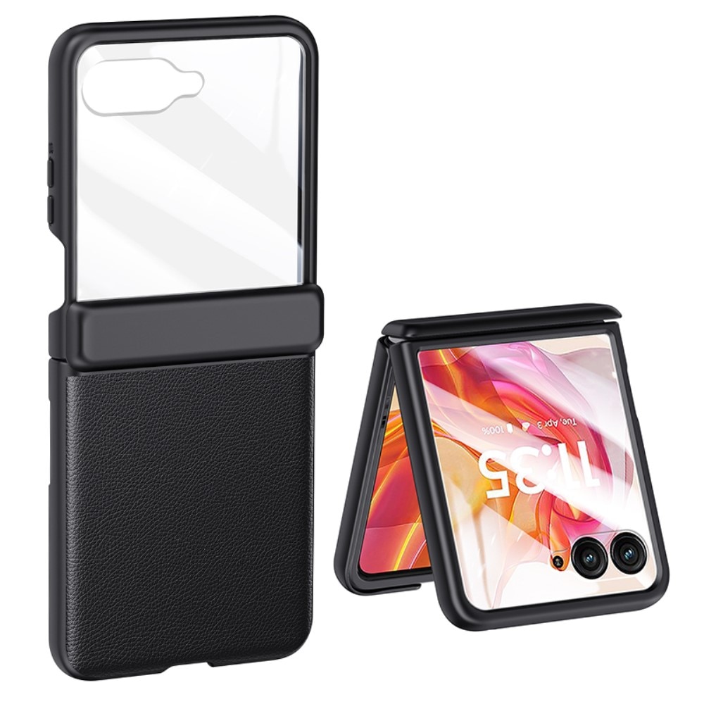 Husa telefon pentru Motorola Razr 50 Ultra, ERBORD, Piele ecologica/Plastic, Negru
