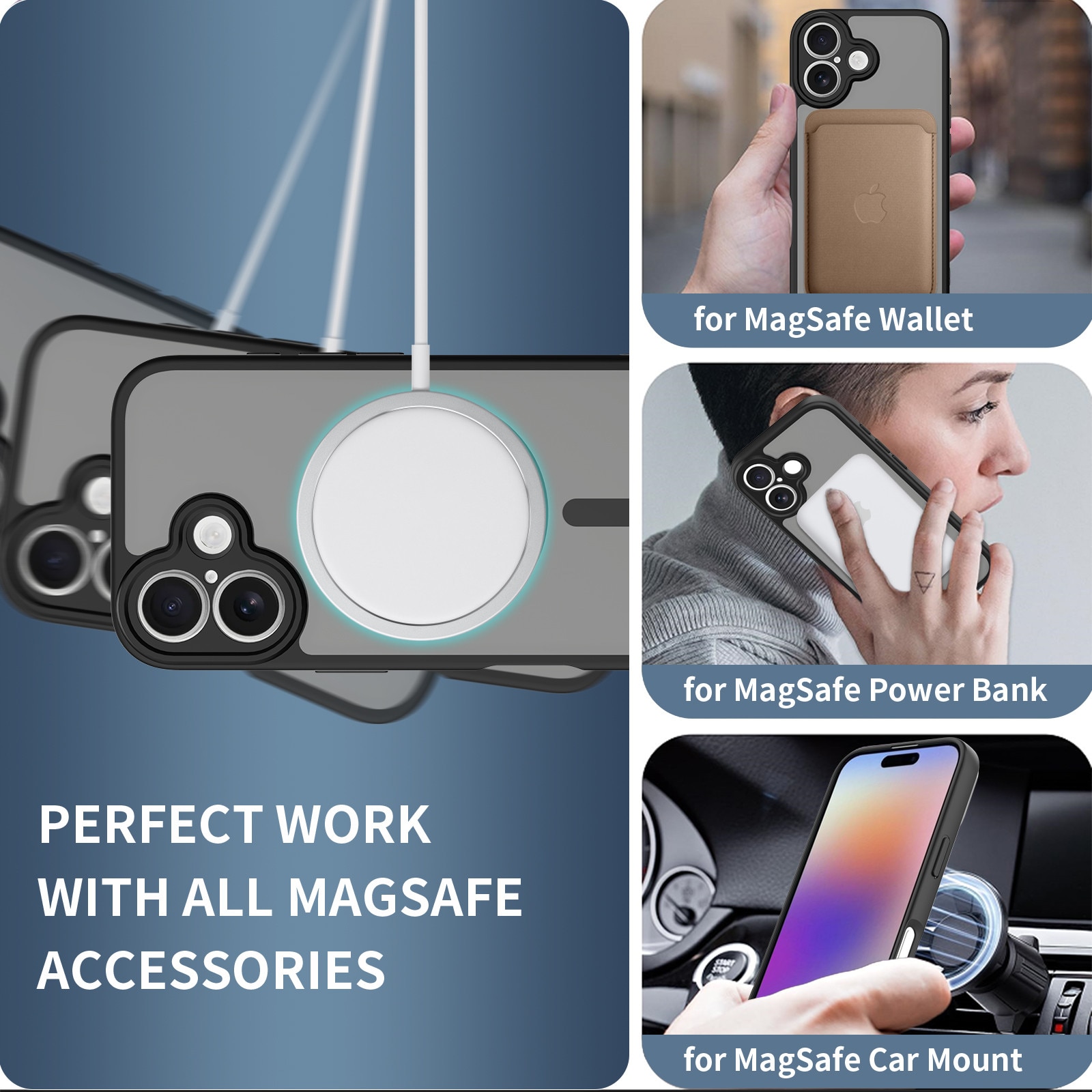 Husa de protectie pentru iPhone 17, Omelivon, MagSafe, Protectie completa, Anti-Soc, Decupaje Precise, Incarcare Wireless, Negru
