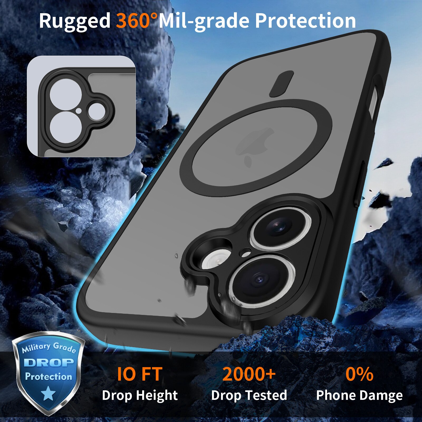 Husa de protectie pentru iPhone 17, Omelivon, MagSafe, Protectie completa, Anti-Soc, Decupaje Precise, Incarcare Wireless, Negru