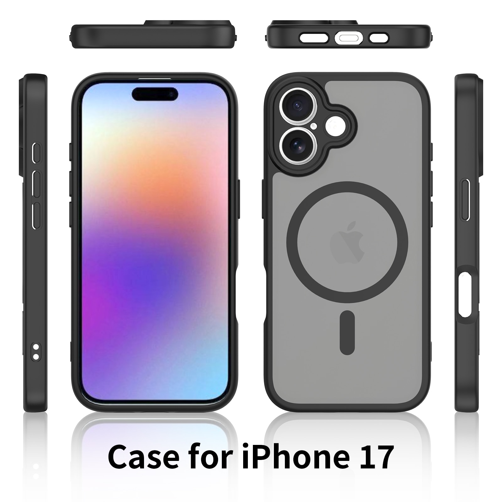 Husa de protectie pentru iPhone 17, Omelivon, MagSafe, Protectie completa, Anti-Soc, Decupaje Precise, Incarcare Wireless, Negru