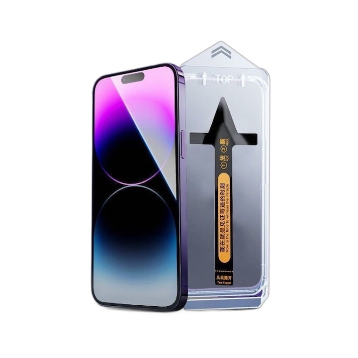 Folie de protectie telefon, pentru Apple 15 Pro Max, privacy, sticla hibrid