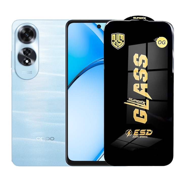 Folie de Protectie pentru Oppo A60, Flippy, Sticla Securizata ESD, Margini Negre, Rezistenta la Zgirieturi, Antistatica, 0.35 mm, Transparenta