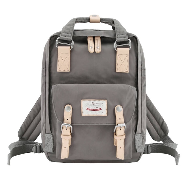 Rucsac laptop 14'', Himawari 188L, gri, 39x28x15cm, 2 compartimente, 9 buzunare