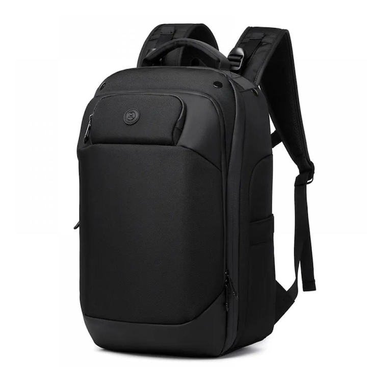 Rucsac pentru laptop 15.6 inch, OZUKO, 26L, material oxford impermeabil, structura multi-divizata, 46 x 18 x 32 cm, negru