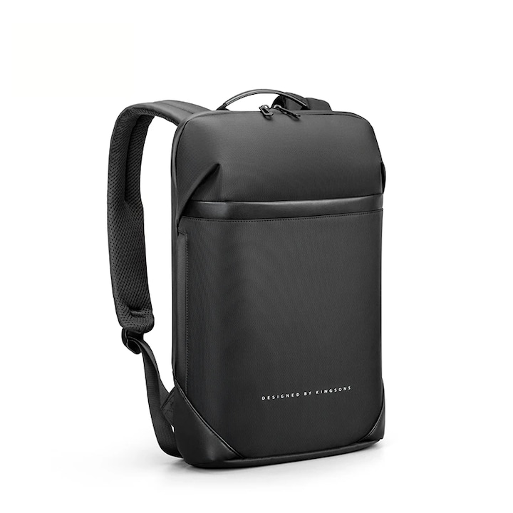 Rucsac business, Kingsons, compatibil cu laptop 15,6 inch, impermeabil, port USB, antifurt, rezistent la socuri, suport chei sau ochelari, negru