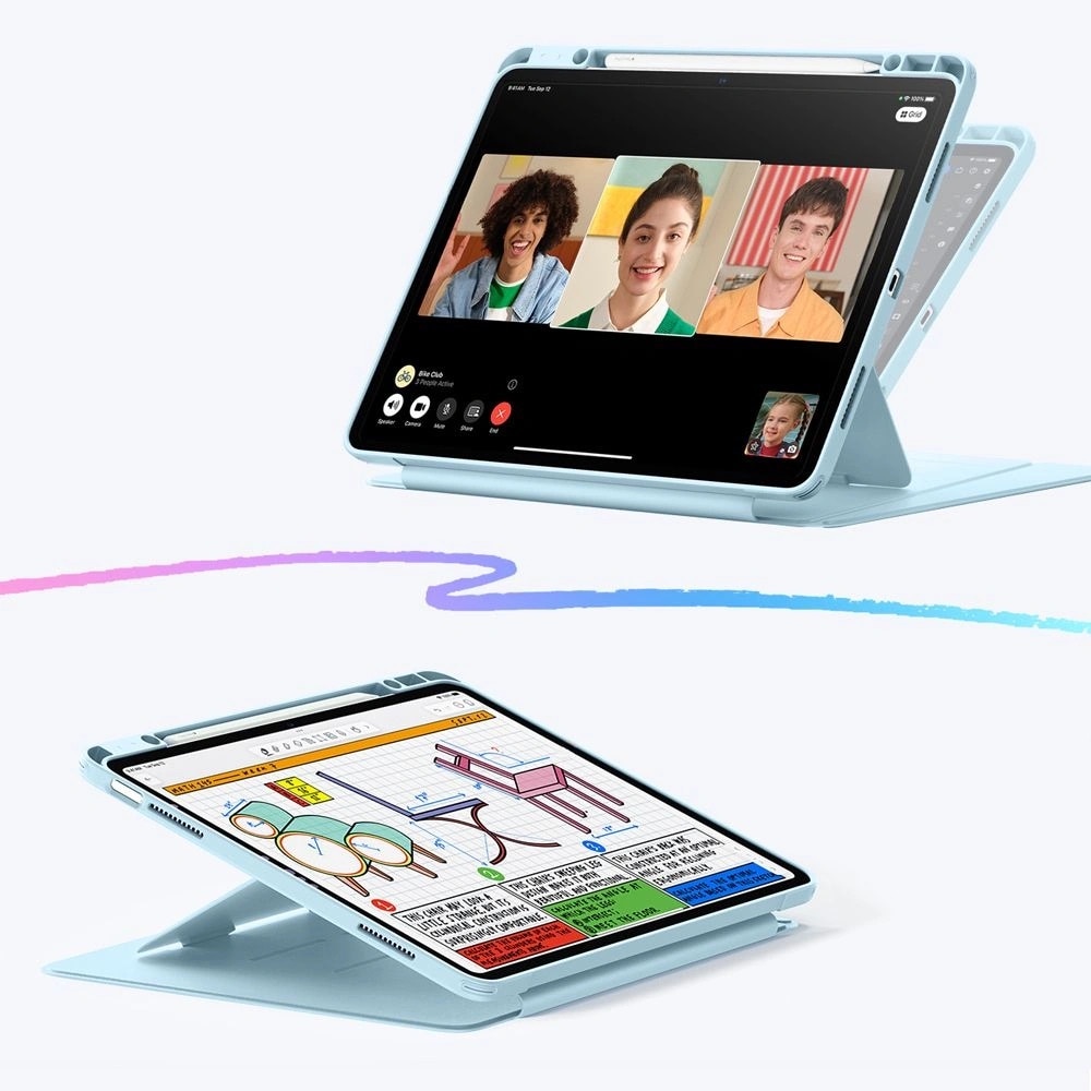 Husa ESR Flip Hybrid compatibila cu iPad Air 6 13 inch 2024/2025 Sky Blue