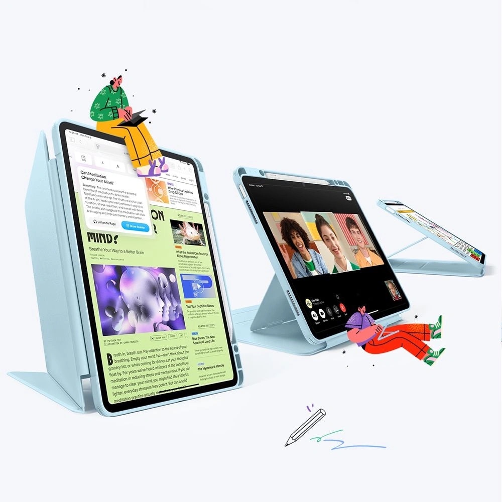 Husa ESR Flip Hybrid compatibila cu iPad Air 6 13 inch 2024/2025 Sky Blue