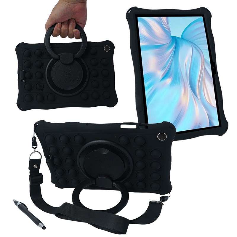Husa tableta pentru Samsung A9+, Husa de protectie pentru tableta, Fudisenn®, compatibila cu Samsung A9+ 11inch tab 210/216, rezistenta la socuri, la cadere, decompresie,, cu curea de umar, stylus, silicon, negru