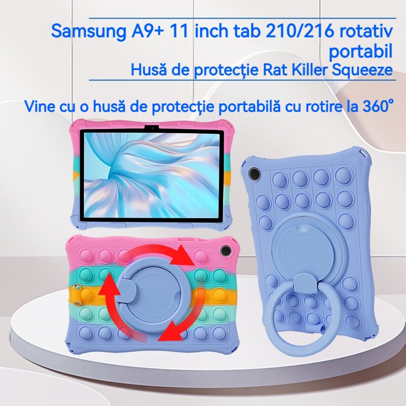 Husa tableta pentru Samsung A9+, Husa de protectie pentru tableta, Fudisenn®, compatibila cu Samsung A9+ 11inch tab 210/216, rezistenta la socuri, la cadere, decompresie,, cu curea de umar, stylus, silicon, negru