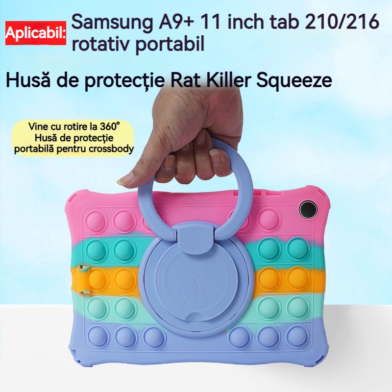 Husa tableta pentru Samsung A9+, Husa de protectie pentru tableta, Fudisenn®, compatibila cu Samsung A9+ 11inch tab 210/216, rezistenta la socuri, la cadere, decompresie,, cu curea de umar, stylus, silicon, negru