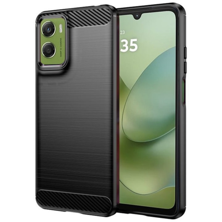 Husa Spate Upzz® Carbon Pro, Compatibila Cu Motorola Moto G06, Protectie Perfecta, Silicon, Negru
