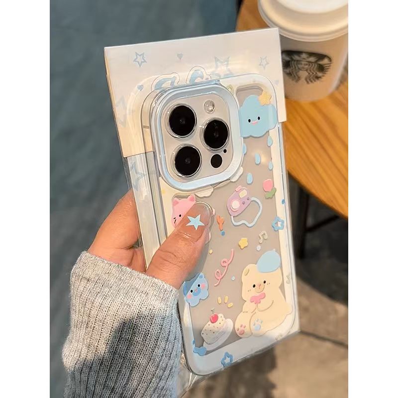 Husa telefon, Summer Bear, relief tridimensional, transparent, antisoc, pentru iPhone 15