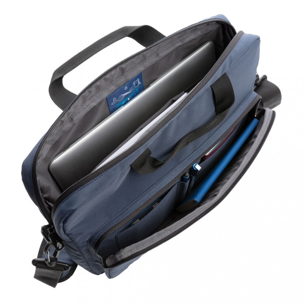 Geanta laptop 15.6 inch, 39.5x6x28 cm, XD by AleXer, 20SEP0004, Poliester, Poliuretan, Albastru, breloc inclus