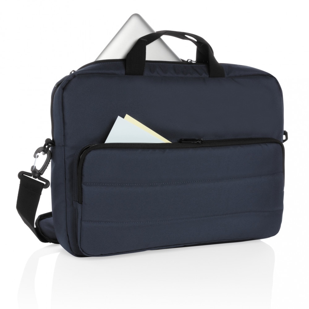 Geanta laptop 15.6 inch, 39.5x6x28 cm, XD by AleXer, 20SEP0004, Poliester, Poliuretan, Albastru, breloc inclus