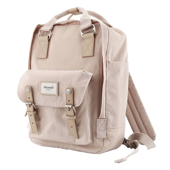 Rucsac laptop 14'', Himawari 188L, 2 compartimente, 9 buzunare, bej, 39x28x15cm