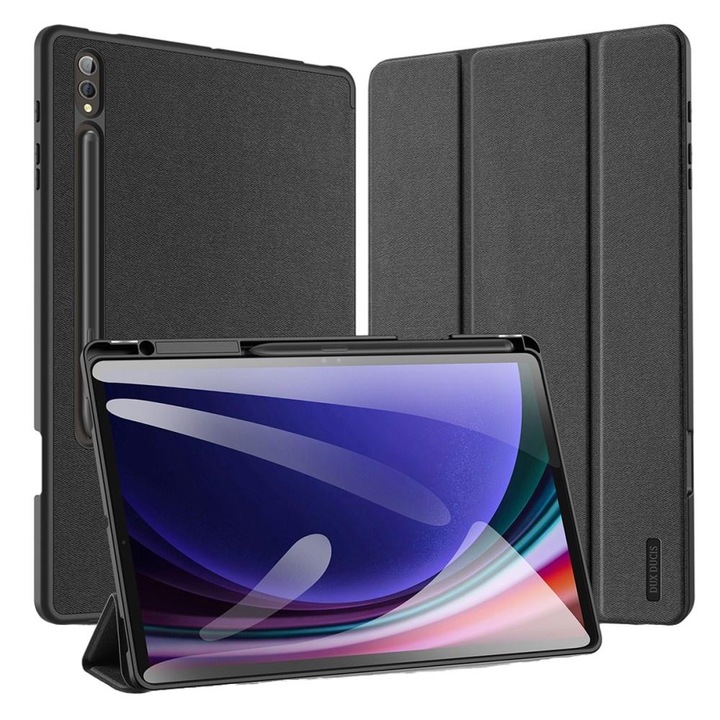 Husa pentru Samsung Galaxy Tab S10 Plus, Dux Ducis Domo, Piele ecologica, Negru