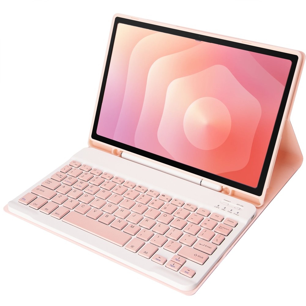 Husa cu tastatura pentru Samsung Galaxy Tab S11, 2 in 1, slot pentru stylus, roz