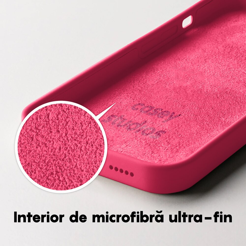 Husa CASEY STUDIOS™ pentru Apple iPhone 14 Pro Max, Soft Silicone Premium, Microfibra in Interior, Fuchsia, de Protectie, Ultra Slim, pentru Incarcare Wireless, Margini Ridicate pentru Protectia Ecranului si a Camerelor