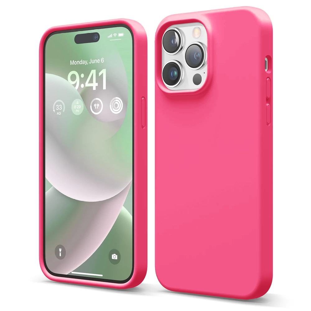 Husa CASEY STUDIOS™ pentru Apple iPhone 14 Pro Max, Soft Silicone Premium, Microfibra in Interior, Fuchsia, de Protectie, Ultra Slim, pentru Incarcare Wireless, Margini Ridicate pentru Protectia Ecranului si a Camerelor