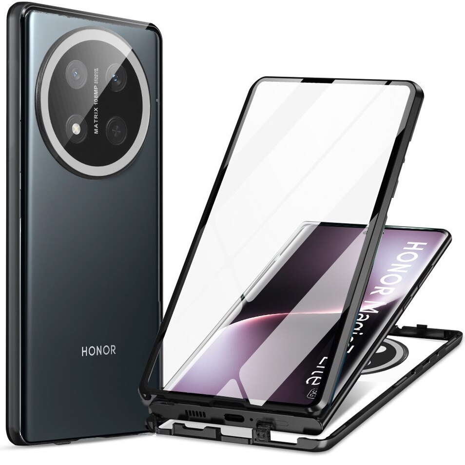 Etui pentru telefon, XGSM, Honor Magic 7 Lite, sticla 9H, negru