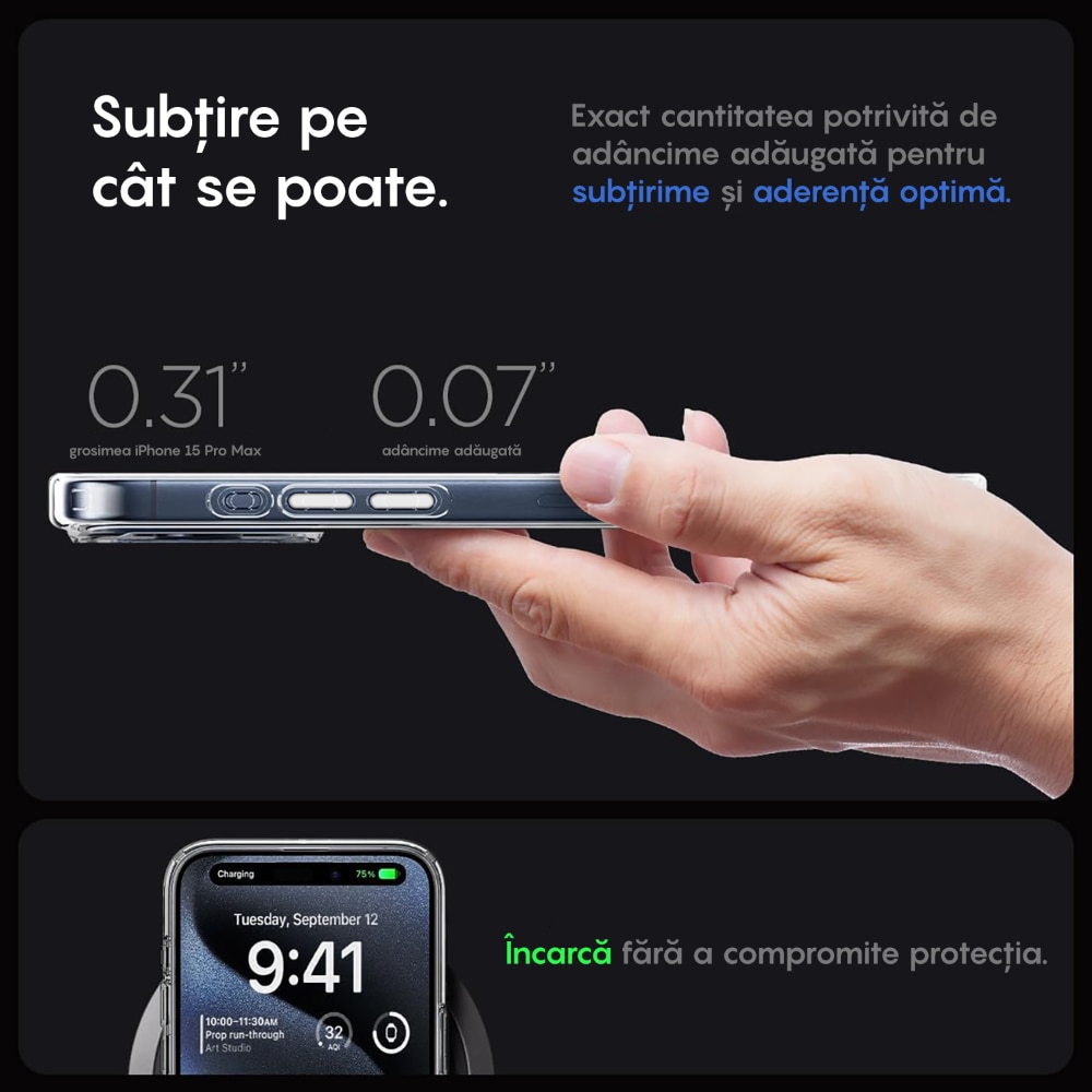Husa compatibila cu Incarcarea Magsafe pentru Apple iPhone 14 Plus, CASEY STUDIOS™, de Protectie, Slim, pentru Incarcare Wireless, Margini Ridicate pentru Protectia Ecranului si a Camerelor