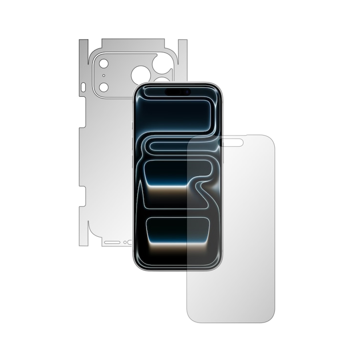 Folie Full Body iSkinz pentru Apple iPhone 17 Pro - Invisible Skinz HD, 360 Cut, Protectie Siliconica Ultra-Clear pentru Ecran, Carcasa Spate si Laterale, Skin Adeziv Transparent