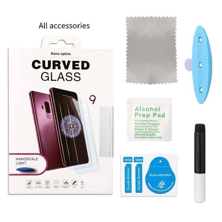 Folie sticla curbata cu gel UV, Full Glue, compatibila cu Samsung Galaxy S8 Plus, transparenta