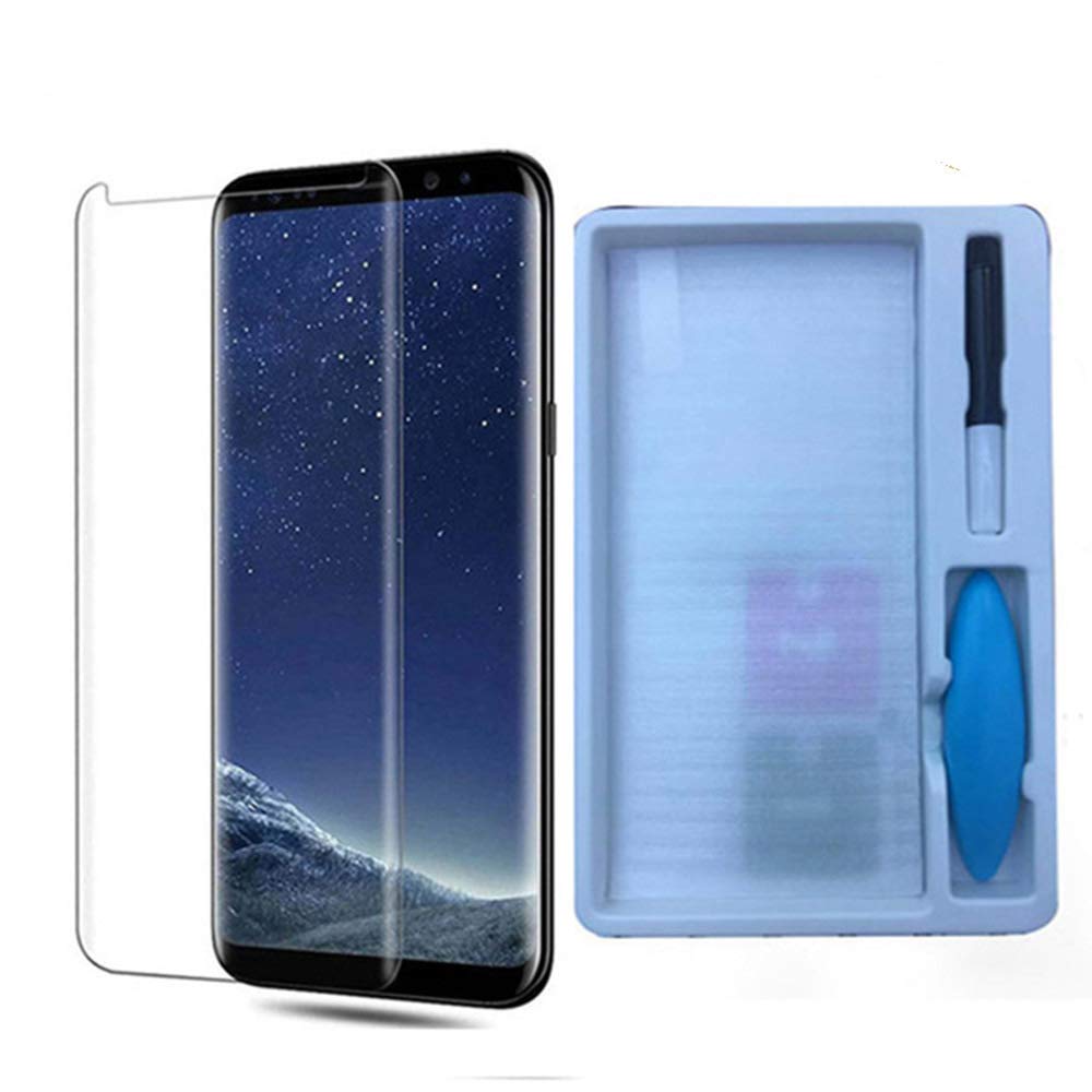 Folie sticla curbata cu gel UV, Full Glue, compatibila cu Samsung Galaxy S8 Plus, transparenta