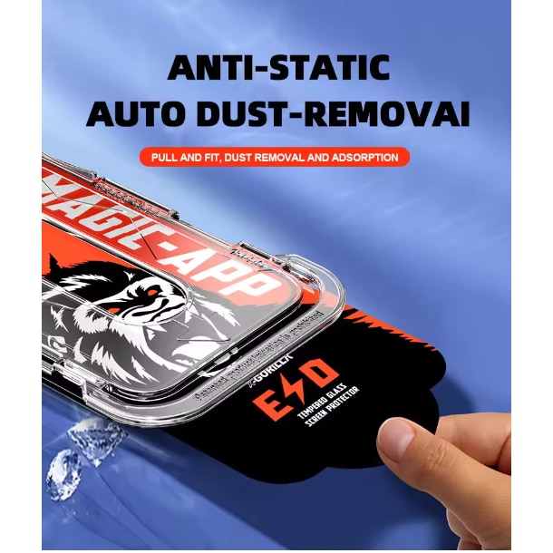 Set 2 Folii ESD Sticla Temperata Transparenta HD, Compatibil cu iPhone 12/12 PRO, Gorila X Instalare usoara cu EASYAPP pentru indepartarea prafului, Anti-zgarieturi, Anti-amprenta, anti-explozie, Anti-soc, Anti-ulei, Anti-orbire
