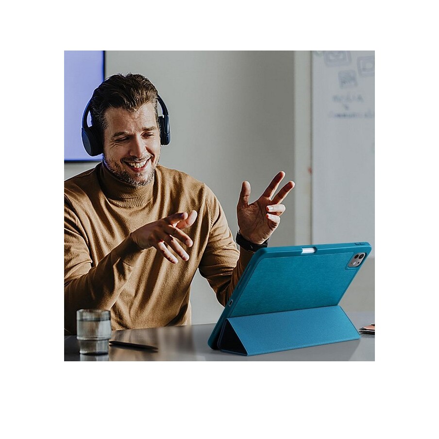 Husa pentru iPad Pro 11 inch 2024 (M4 a 5-a generatie) cu suport pentru creion, subtire, flexibila, din TPU, rezistenta la socuri, albastru, Maledan