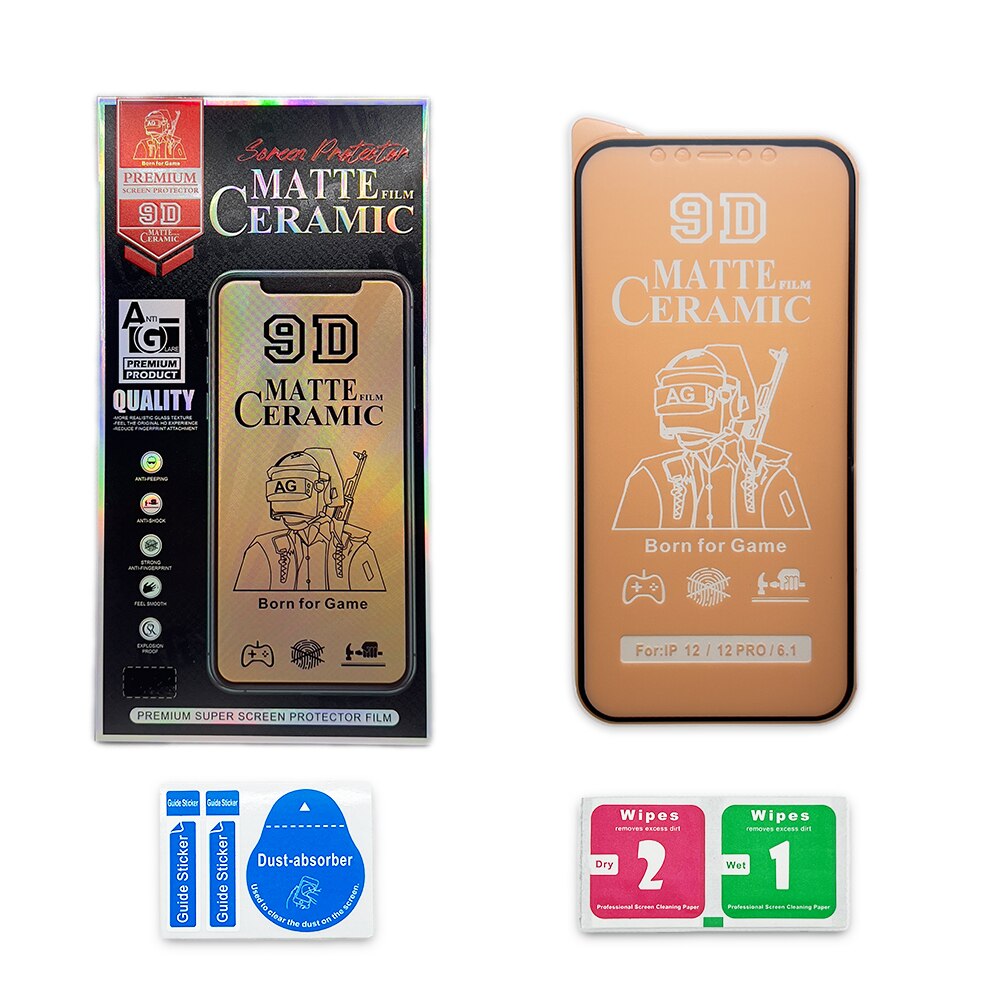 Folie de protectie ceramica, compatibila cu Apple iPhone 12 Pro, Full Cover, Negru/Mata