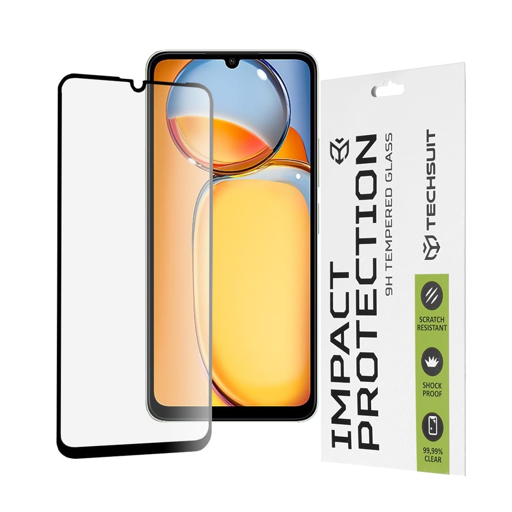 Folie Sticla Securizata Upzz Rinbo Compatibila Cu Xiaomi Redmi 13C, Adeziv Pe Toata Suprafata, Full Cover, Duritate 9h