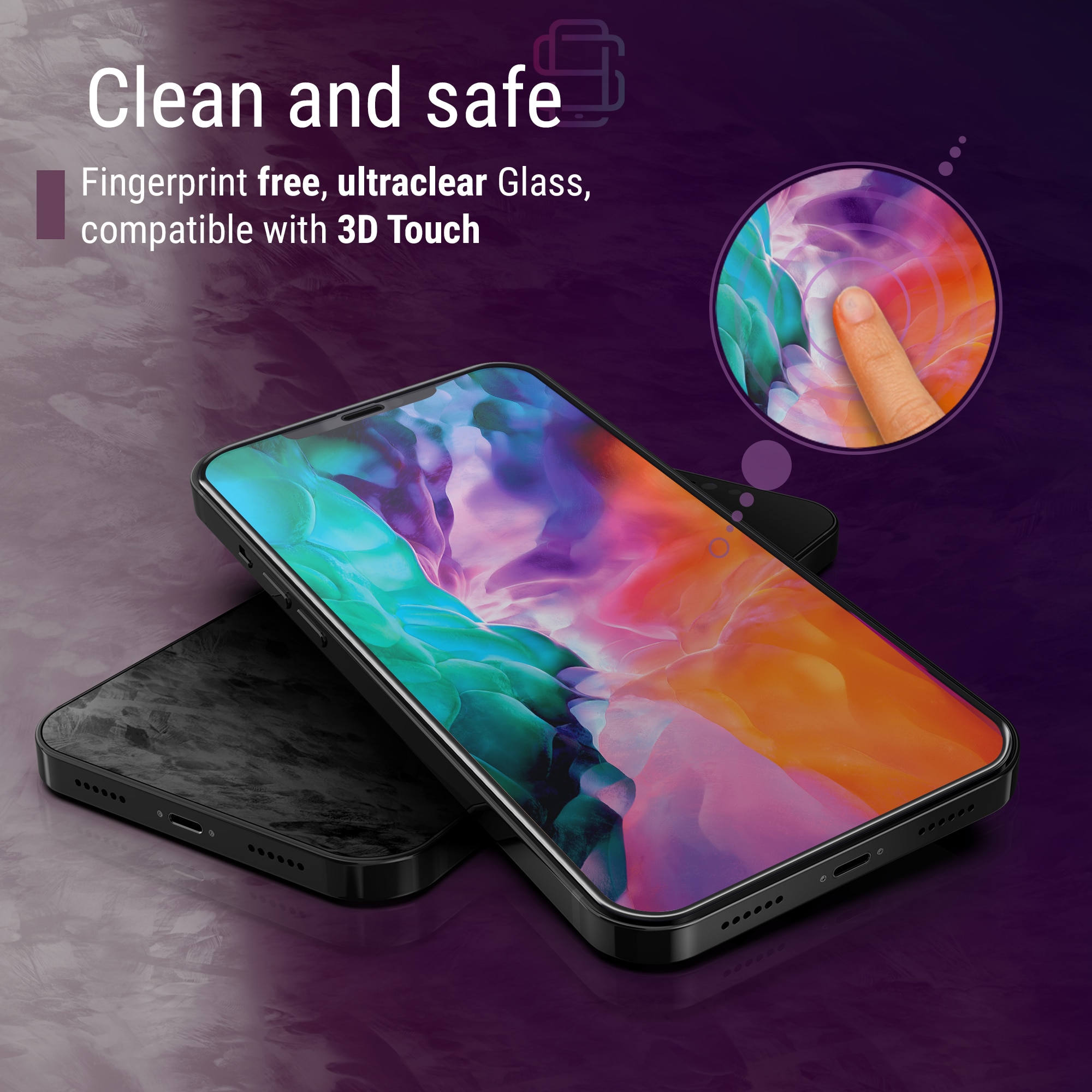 Set 2 Folii sticla pentru iPhone 12 Pro Max, Full Cover 3D, DefenSlim, instalare usoara si rapida cu dispozitiv de potrivire automata in 30 sec cu Easy Install Kit patentat, protectie telefon