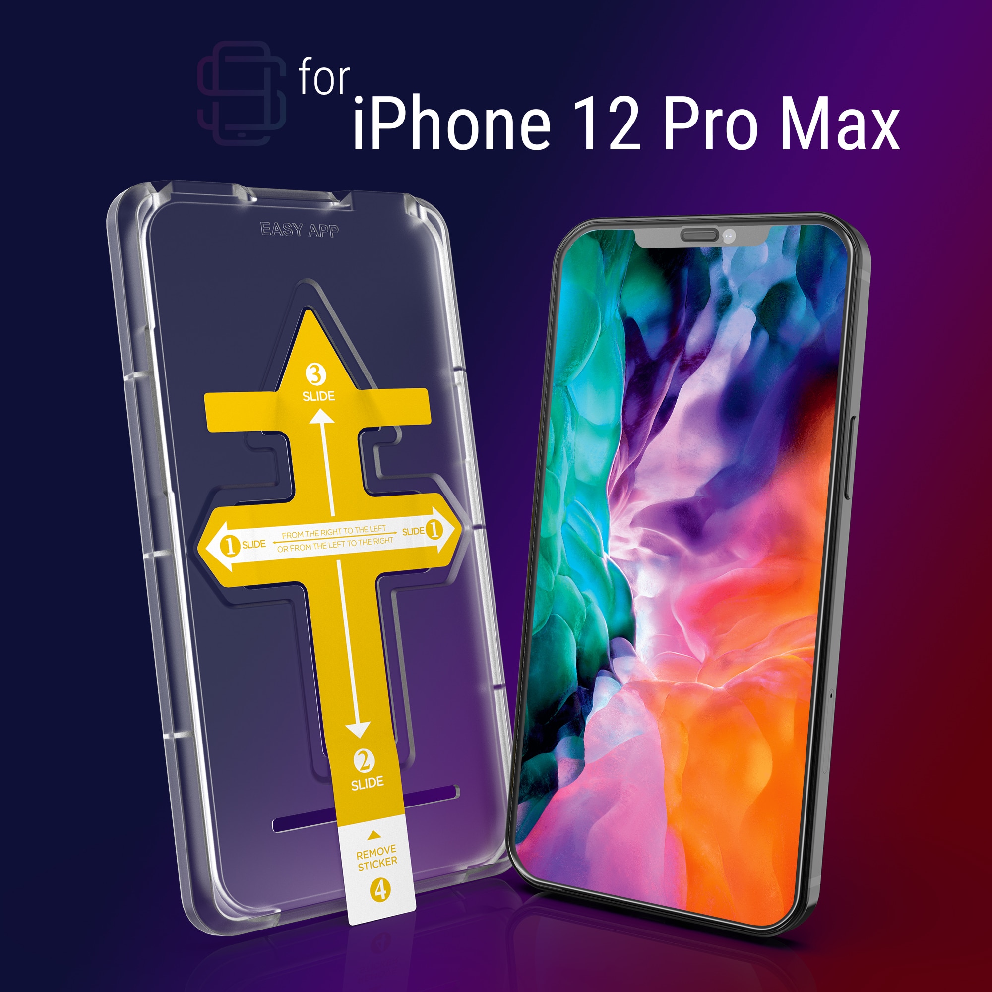 Set 2 Folii sticla pentru iPhone 12 Pro Max, Full Cover 3D, DefenSlim, instalare usoara si rapida cu dispozitiv de potrivire automata in 30 sec cu Easy Install Kit patentat, protectie telefon
