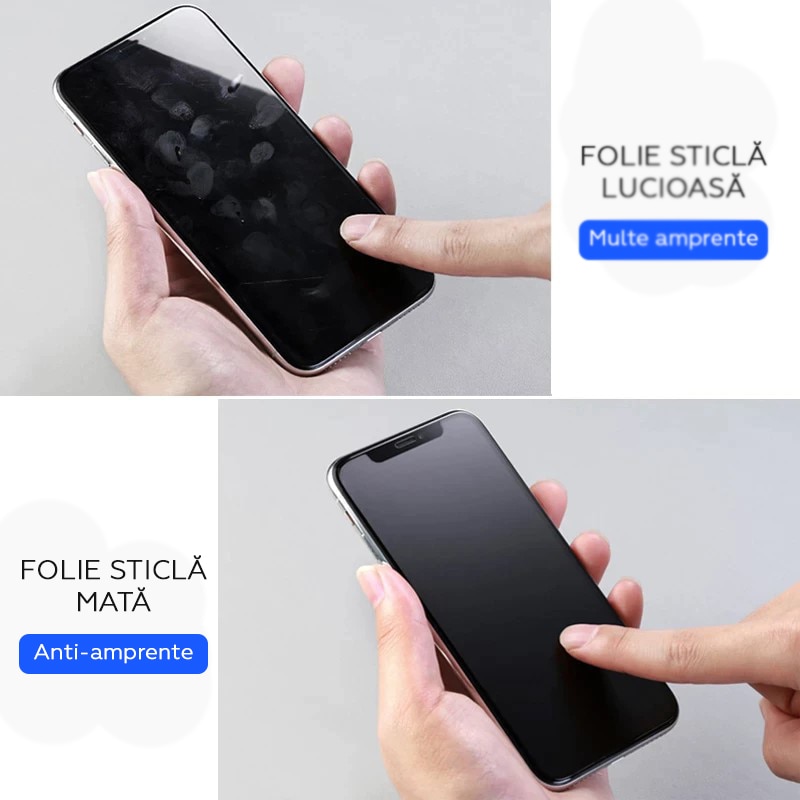 Folie Sticla Mata pentru iPhone 16 Pro / 17, Kribo Frosted Matte Premium Fit, cu filtru anti-praf, HD, 9H, Protectie Ecran Premium, Full Cover, Full Glue