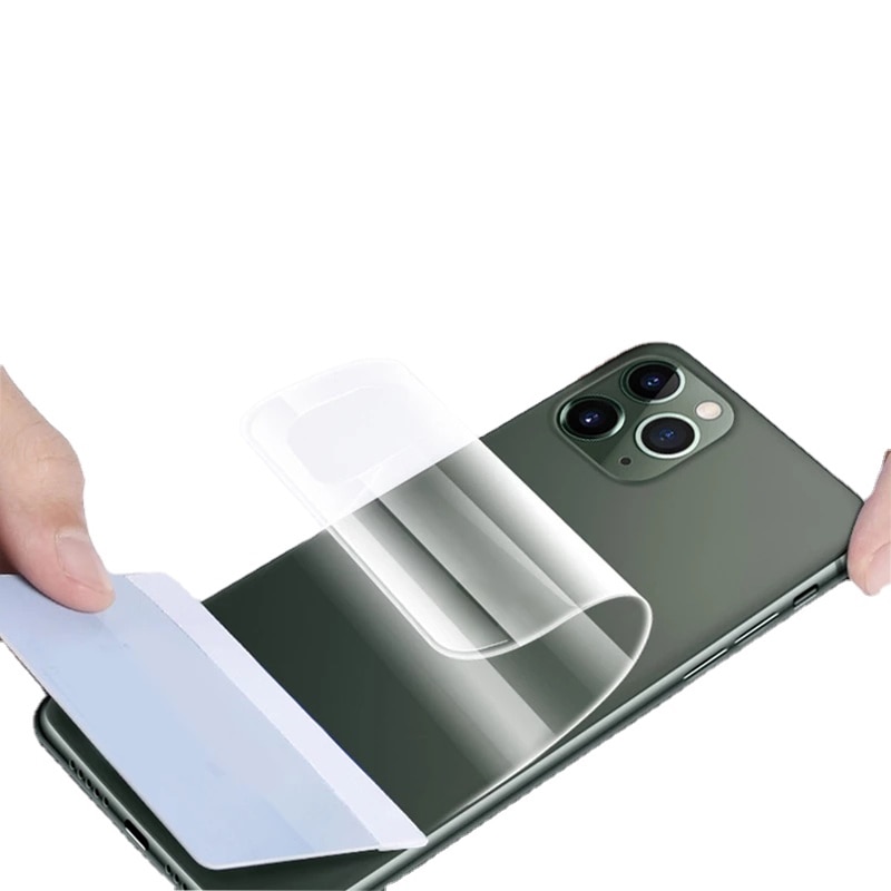 Folie Spate compatibila cu Apple iPhone 15 Pro Max, Silicon Hydrogel Regenerabil, Flexible Hydro-Crystal, Protectie Completa, Full Glue, Instalare usoara, Aplicare Fara Bule, Clear