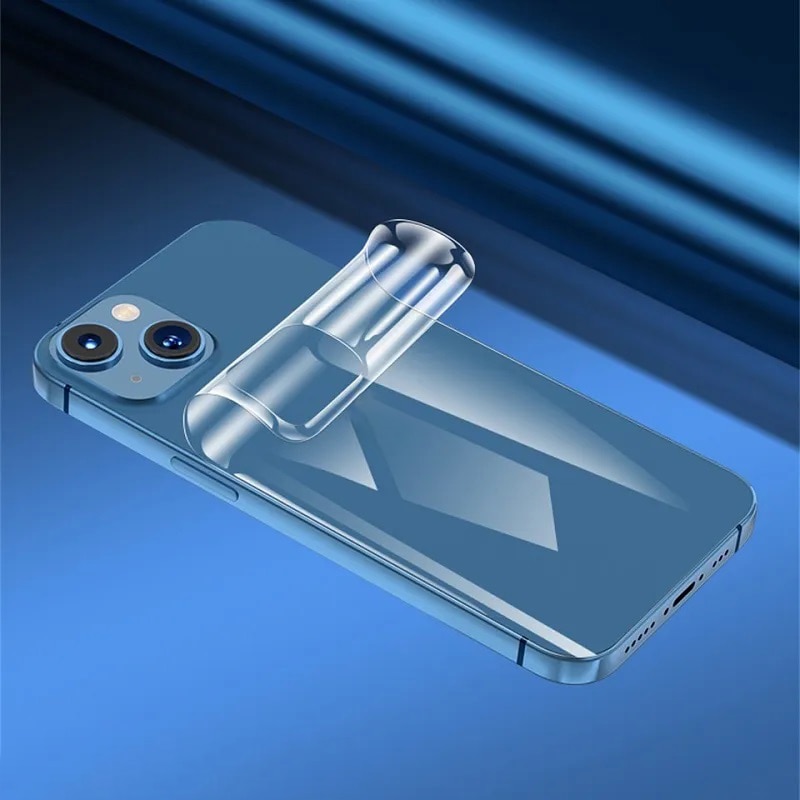 Folie Spate compatibila cu Apple iPhone 15 Pro Max, Silicon Hydrogel Regenerabil, Flexible Hydro-Crystal, Protectie Completa, Full Glue, Instalare usoara, Aplicare Fara Bule, Clear