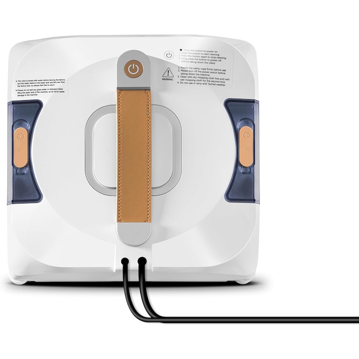 Robot curatare geamuri cu pulverizare, rezervor dublu 110 ml, putere suctiune 3500Pa, mod stergere umeda, 4 rute curatare automate, alerta vocala, protectie la cadere