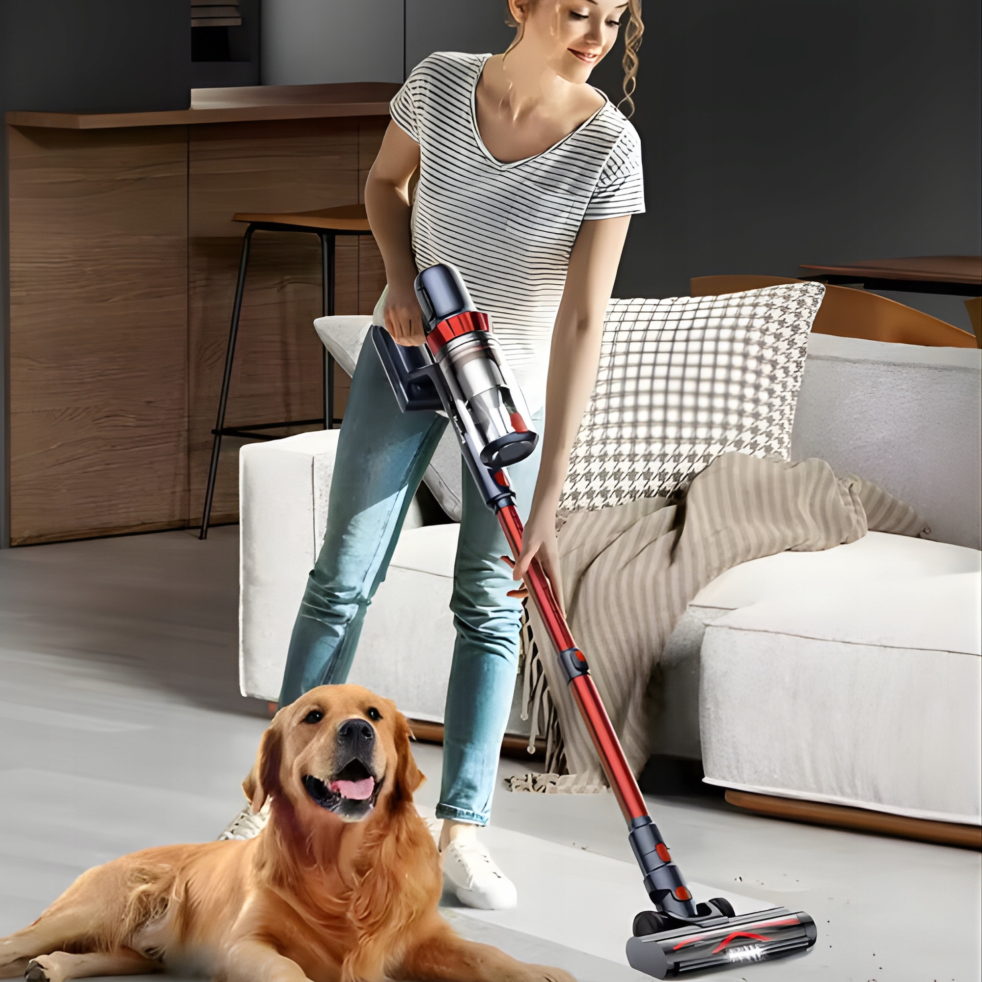 Aspirator vertical fara fir AD, 120W, 0.8L, HEPA, fara sac