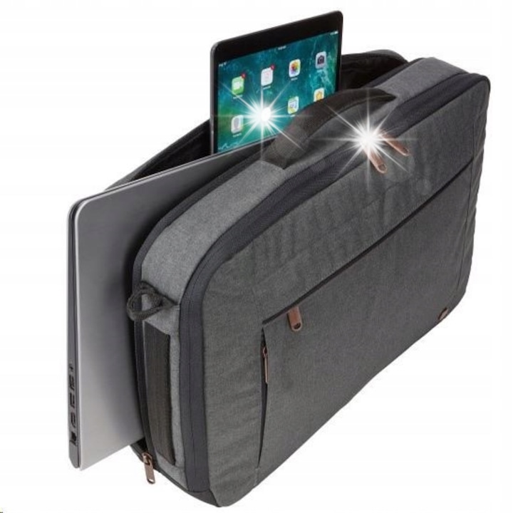 Geanta laptop Case Logic Era Hybrid 15.6", neagra, 2 in 1, compartiment pentru tableta 10.5"