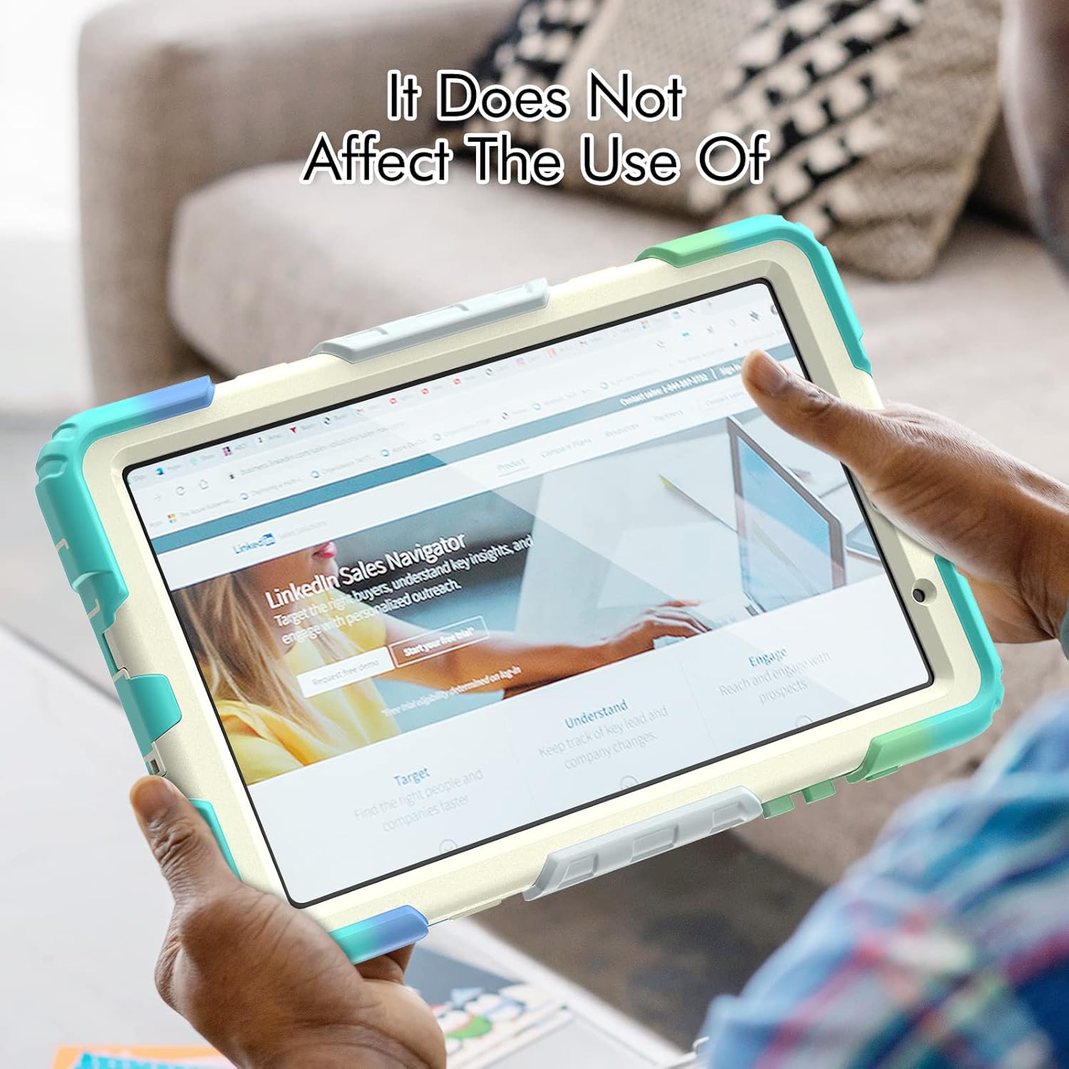 Pachet 360 pentru Samsung Galaxy Tab A7 Lite(SM-T220/T225), 8.7", Sigloo, husa cu folie de protectie si curea de umar, suport 360, albastru