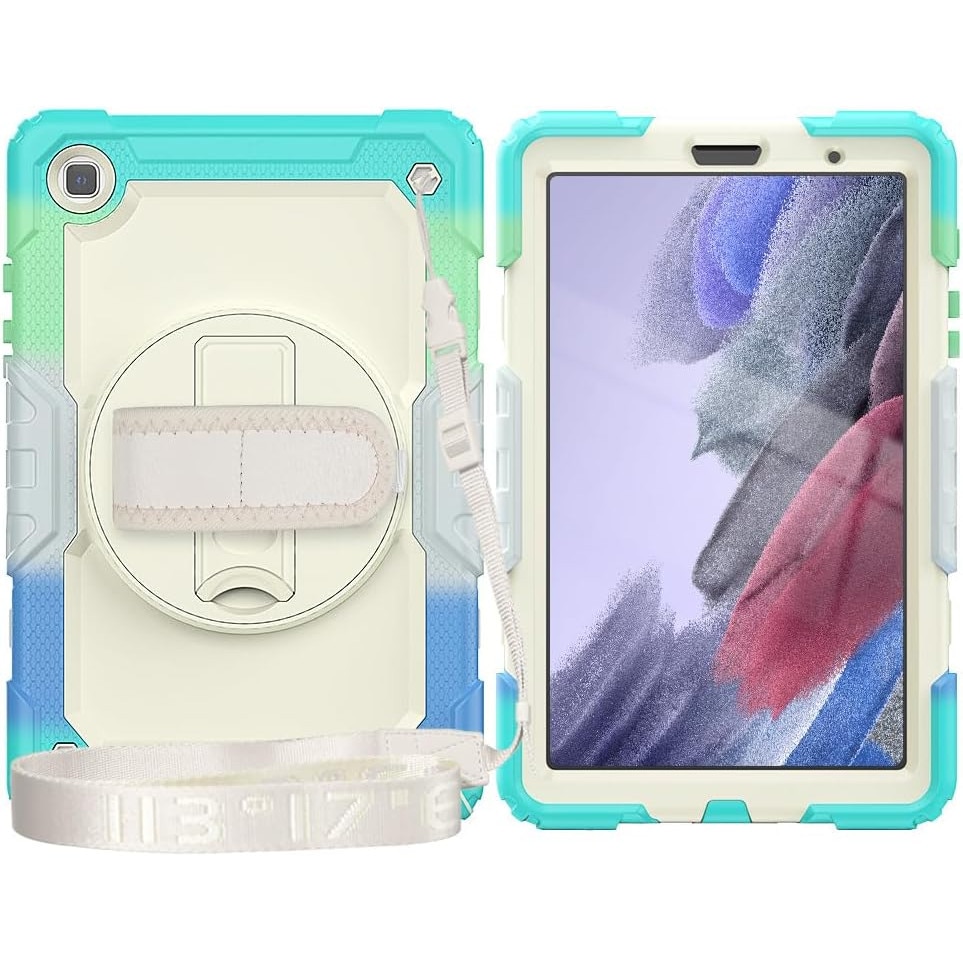 Pachet 360 pentru Samsung Galaxy Tab A7 Lite(SM-T220/T225), 8.7", Sigloo, husa cu folie de protectie si curea de umar, suport 360, albastru