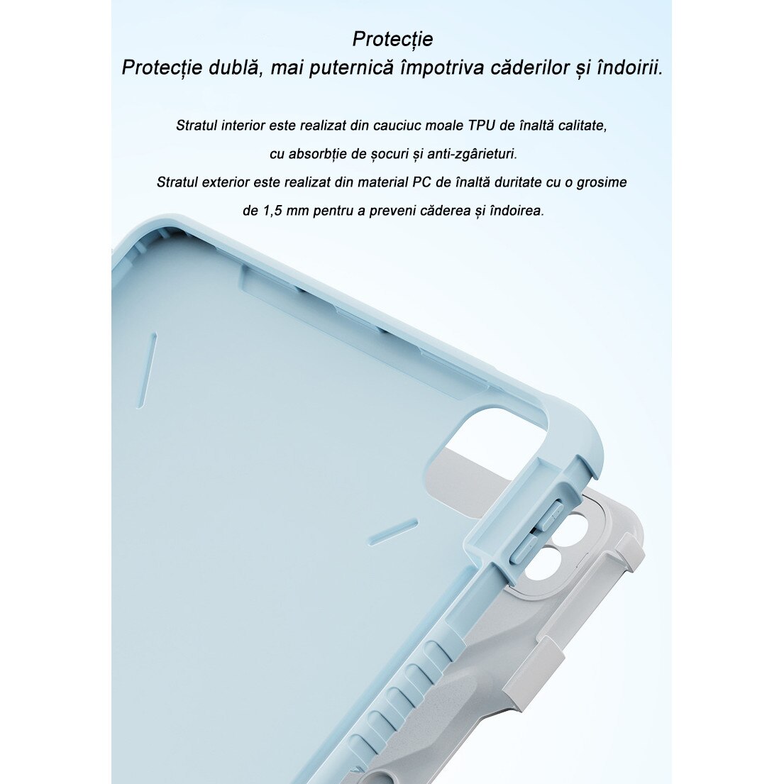 Husa Tablete PMIXO, Rotire 720°, Slot Stilou, Albastru, pentru Apple iPad Pro 11 (2018/2020/2021/2022)