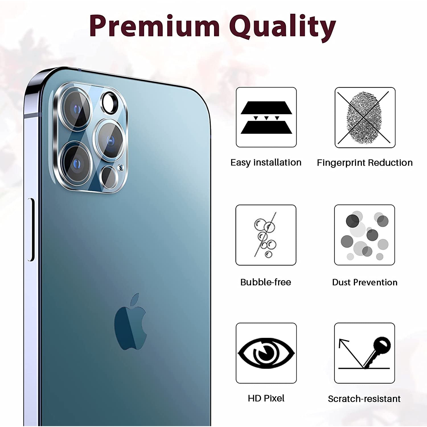 Protectie sticla pentru camere compativil Apple iPhone 12 Pro Max, transparent