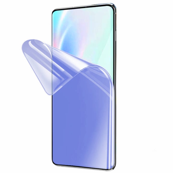 Folie Anti-BlueRay pentru Oppo Reno4 Pro 5G, Silicon Hydrogel Regenerabil, Flexible Hydro-Crystal, Anti Lumina Albastra, RelaxedEyes, Instalare usoara, Full Protection