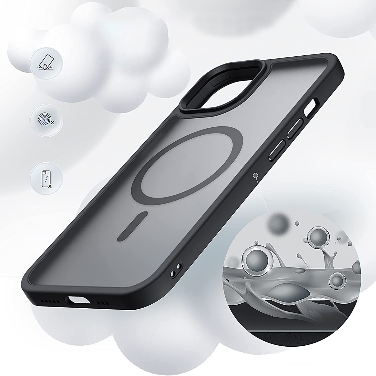 Husa pentru IPhone 12 / 12 PRO, MobileSmart MagSafe, Hybrid ultra slim, carcasa spate Antisoc, hardcase, Negru