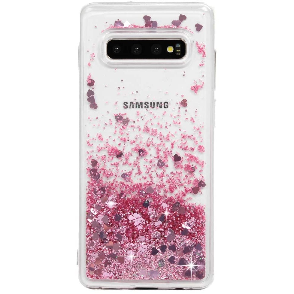 Husa compatibila cu Samsung Galaxy S10 cu Apa si Sclipici, Lichid si Glitter, Fashion, Roz, PlanetPhone