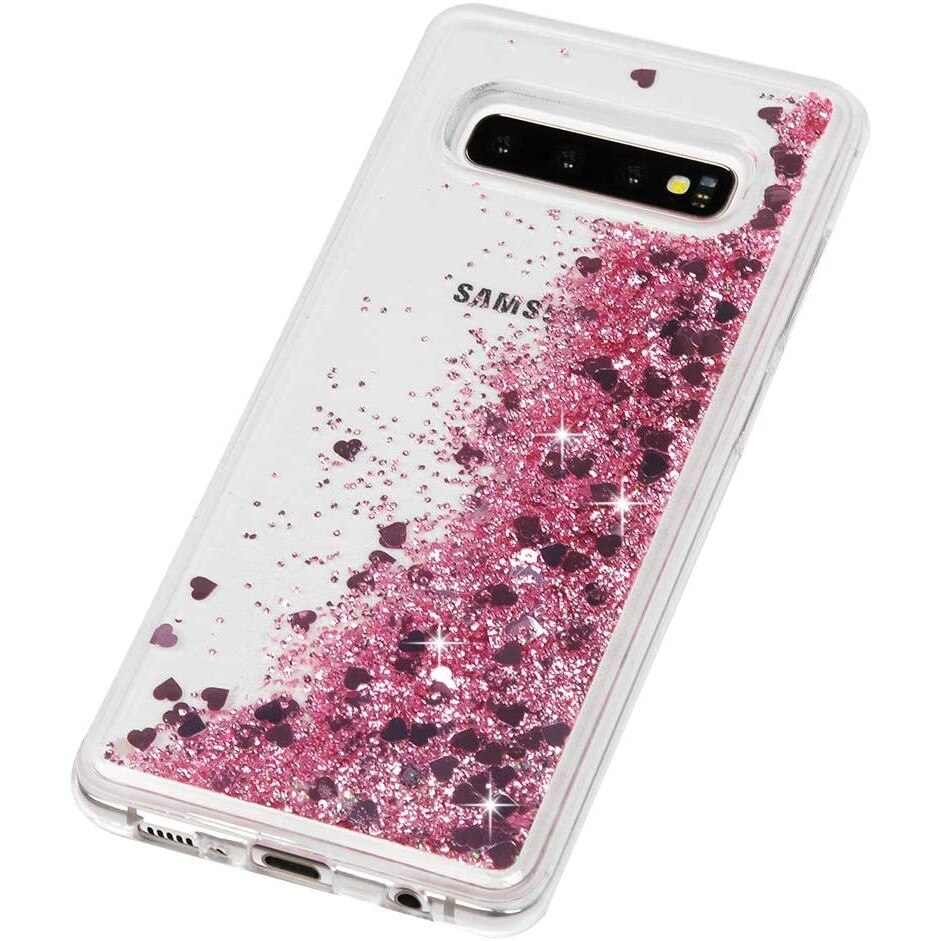 Husa compatibila cu Samsung Galaxy S10 cu Apa si Sclipici, Lichid si Glitter, Fashion, Roz, PlanetPhone